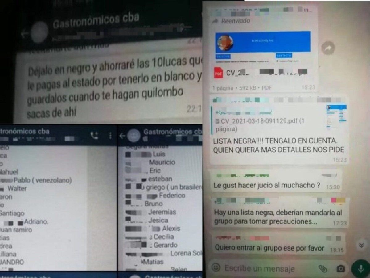 Lista negra de empleados del sector gastronómico en Córdoba