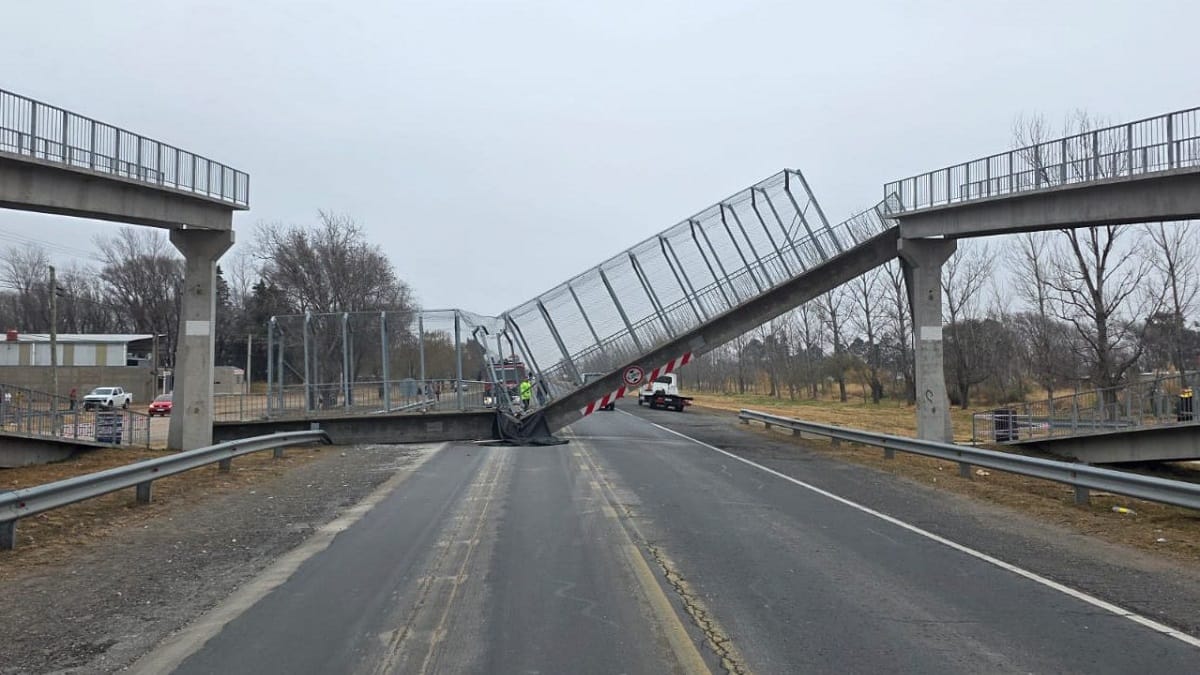 Puente peatonal colapsado en la Ruta Nacional 7