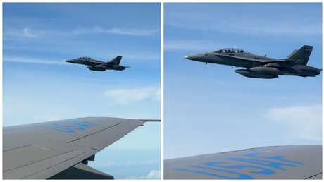 VIDEO: Avión de Trump es escoltado por un caza F/A-18 malasio