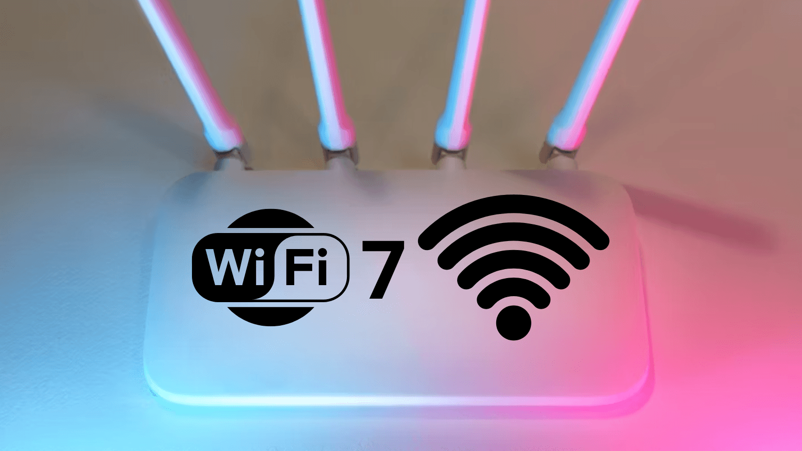 letrero WiFi 7 con conexiones digitales de fondo