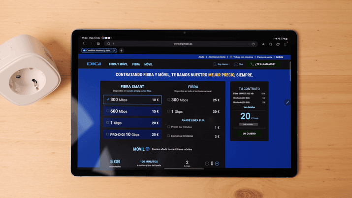 Navegando con un tablet en la web de Digi