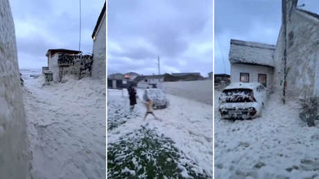 VIDEO: Espuma de mar cubre de blanco una localidad entera y se ve irreal