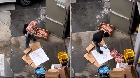 VIDEO: Empleado de un restaurante en EE.UU. lanza carne al suelo junto a la basura
