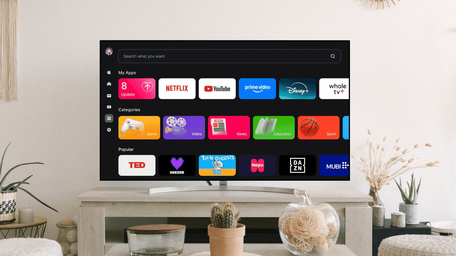 interfaz de Whale TV+ desde Smart TV