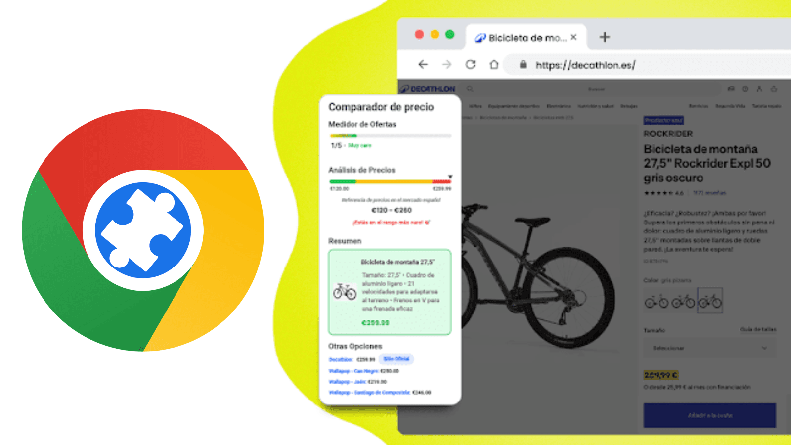 extensión chrome fijar comparador precio GDON