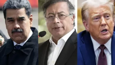 Trump en una conferencia de prensa en Mar-a-Lago