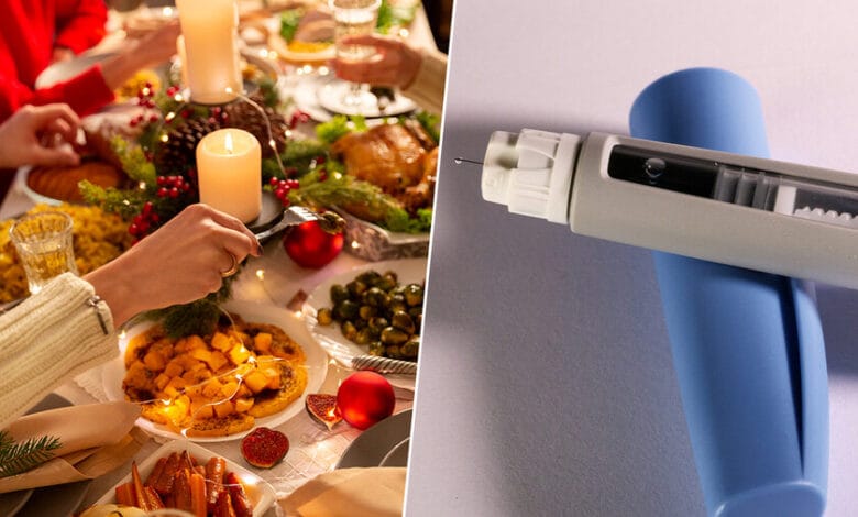 Imagen de una mesa navideña con comida festiva