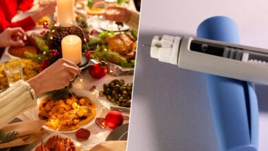 Mesa navideña con comida deliciosa