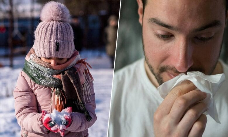 Persona con el pelo mojado en un día frío