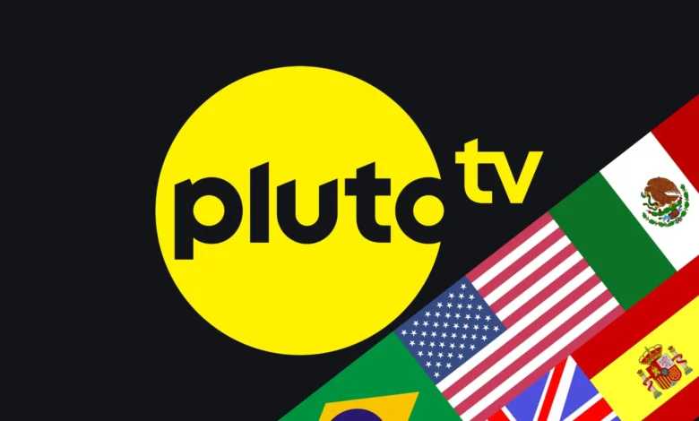 Logotipo de Pluto TV en una pantalla de TV