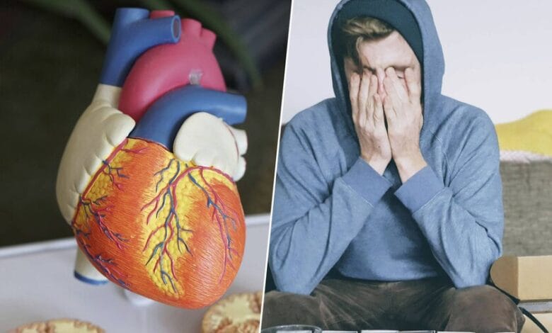 Ilustración de un corazón con una cuenta bancaria y un gráfico de bolsa de valores