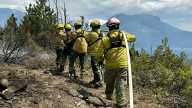 Brigadistas combatiendo incendios en Chubut