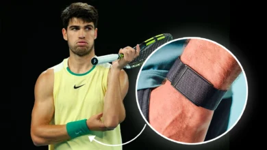 Pulsera Whoop en la muñeca de Carlos Alcaraz