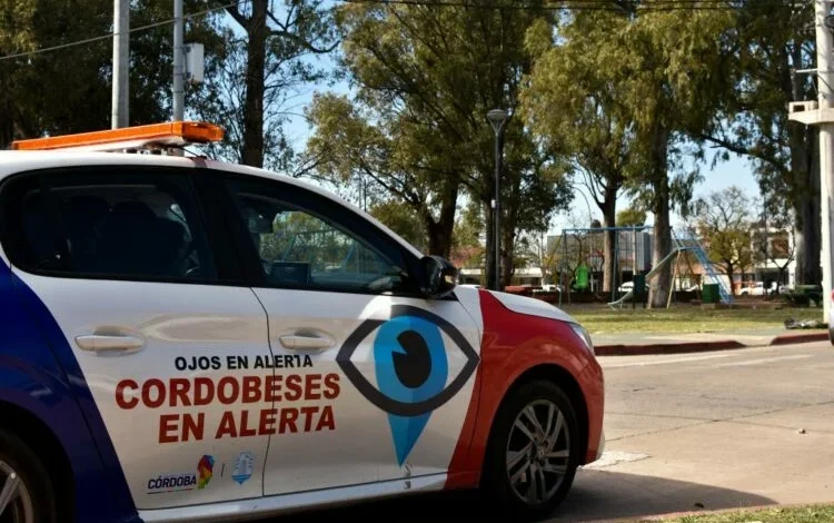 Imagen de un mapa de la ciudad de Córdoba con puntos que indican la presencia del programa Cordobeses en Alerta