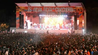 Imágenes de la Fiesta de los Cosecheros en El Brete, con artistas y público disfrutando de la música y la feria de artesanos