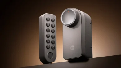Imagen de la cerradura inteligente de Xiaomi con panel numérico y reconocimiento de huellas dactilares
