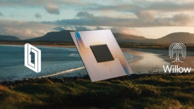 Imagen del chip cuántico Willow de Google