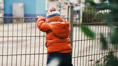 Niño jugando con bloques, rodeado de juguetes y libros
