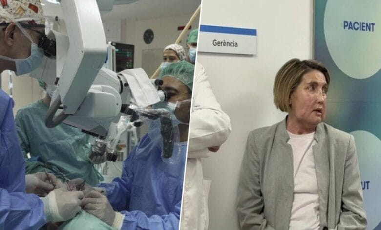 Equipo médico realizando un trasplante de cara en el Hospital Vall d'Hebron de Barcelona