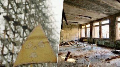 Imagen de un mapa con la zona de exclusión de Chernóbil