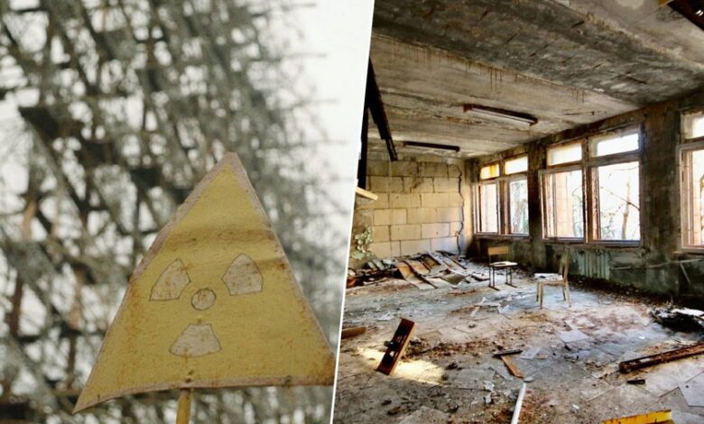 Imagen de un mapa con la zona de exclusión de Chernóbil