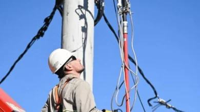 Trabajadores de la electricidad con equipamiento de seguridad