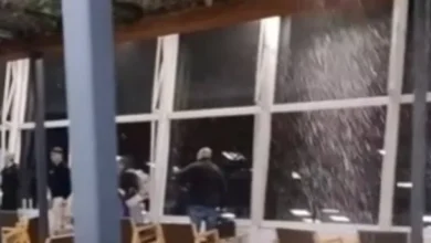 Imagen del derrumbe en el Aeroparque Jorge Newbery