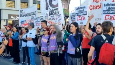 Imagen de la protesta en la 9 de Julio a la altura del Obelisco
