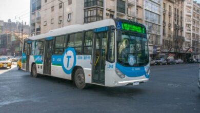 Colectivos parados en una calle de Córdoba