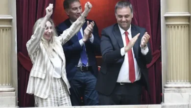 Karina Milei y otros funcionarios del Gobierno celebran la aprobación de la Reforma Laboral en Diputados