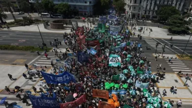 Imagen de una marcha contra la Reforma Laboral en Buenos Aires