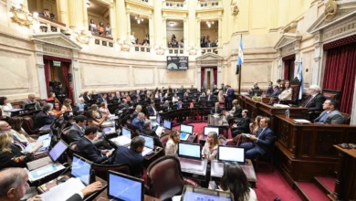 Protesta en la 9 de Julio a la altura del Obelisco en rechazo a la Reforma Laboral