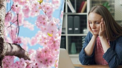 Persona cansada en primavera