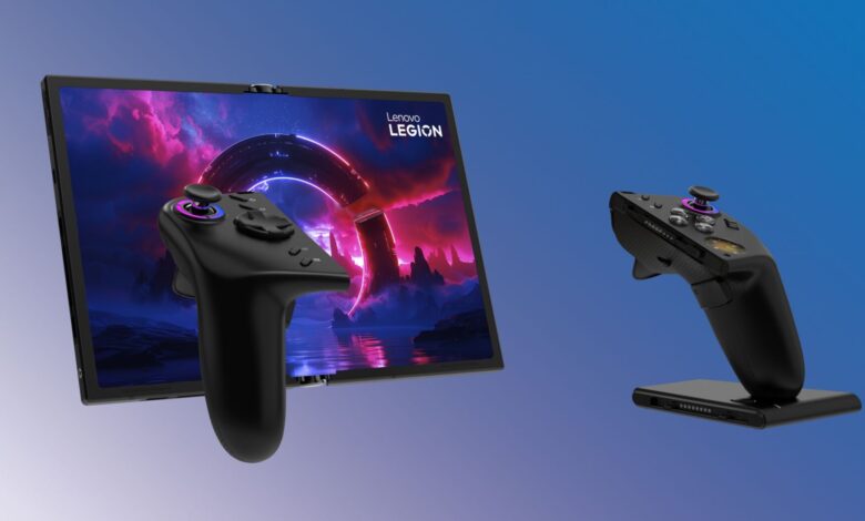 Imagen de la Legion Go Fold Concept, la consola portátil conceptual de Lenovo con pantalla plegable