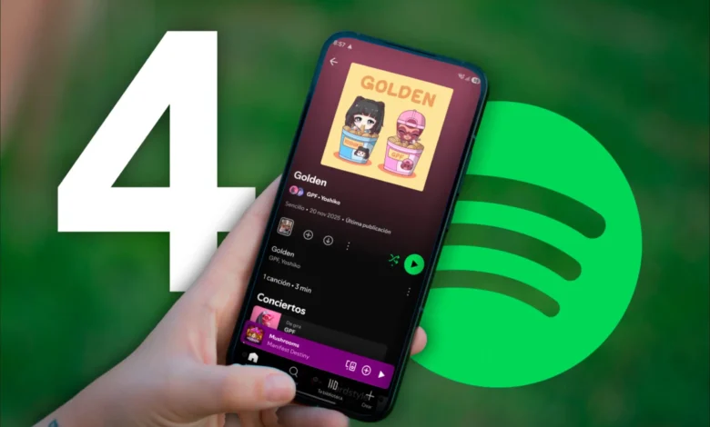 Pantalla de Spotify con música en reproducción