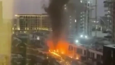 Imagen del Burj Khalifa en Dubái durante la evacuación