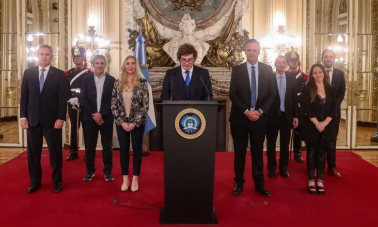 Imagen de Javier Milei durante su cadena nacional sobre el caso YPF