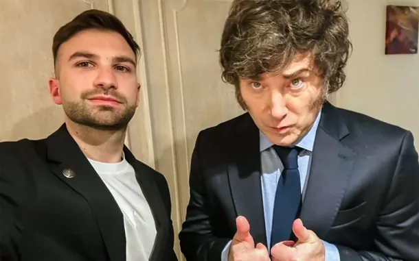 Imagen de Javier Milei y Mauricio Novelli en medio del escándalo Libra