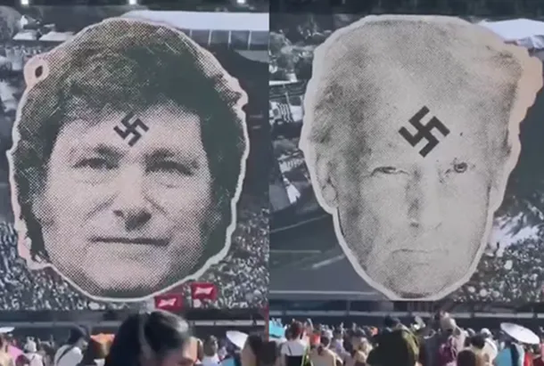 Imagen de Javier Milei con esvástica proyectada en Lollapalooza Chile