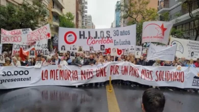 Imagen de la marcha en Córdoba en el Día de la Memoria por la Verdad y la Justicia
