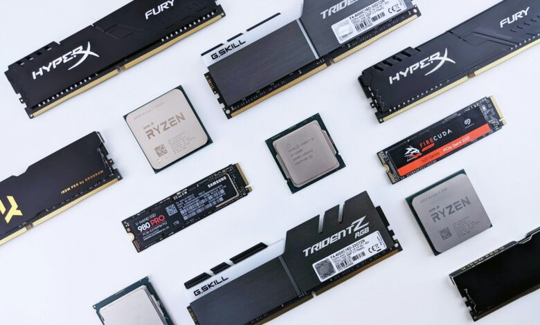Imagen de un chip de memoria RAM