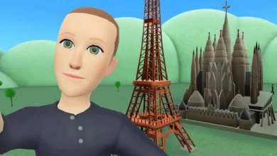 Imagen de un dispositivo de realidad virtual con el logotipo de Meta