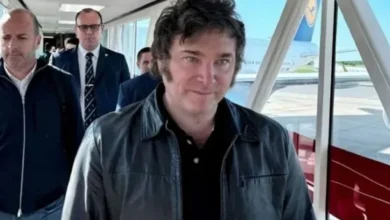 Javier Milei en un avión presidencial