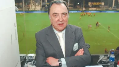 Marcelo Araujo en una transmisión de Fútbol de Primera