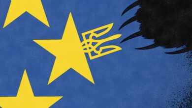 Mapa de Ucrania y la Unión Europea