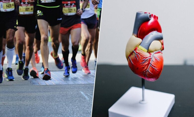 Un corredor cruza la meta de un maratón con una sonrisa de satisfacción