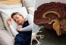 Un hombre duerme y soñando, con una expresión serena en su rostro.