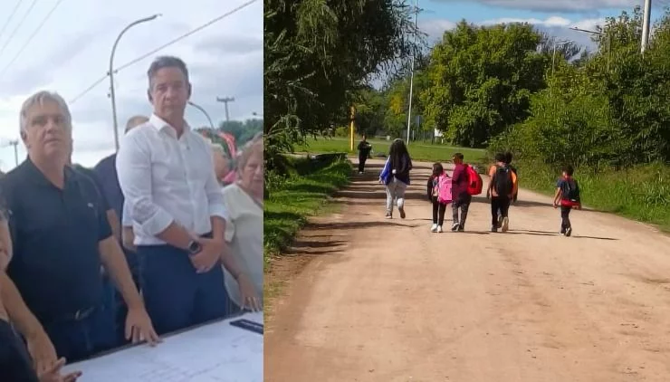 Niños caminando por el Camino a Villa Posse