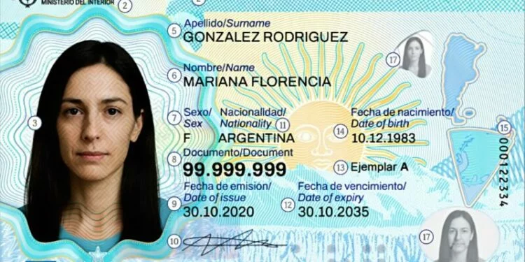 Imagen del nuevo DNI electrónico argentino