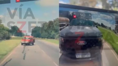 Barby Franco en el lugar del accidente en Cañuelas